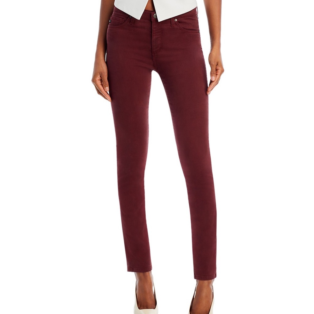 NWT AG Prima Mid Rise Sateen Cigarette Jeans in Dark Plum